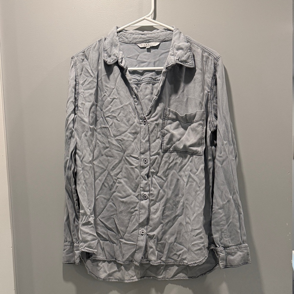 Elegant Gray Button-Down Shirt for Women